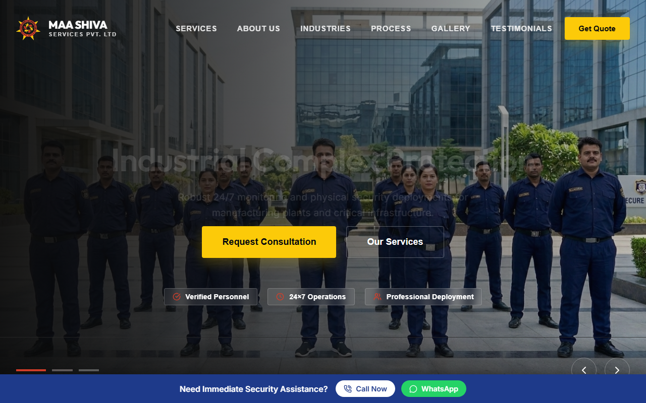 Maa Shiva Services website homepage preview