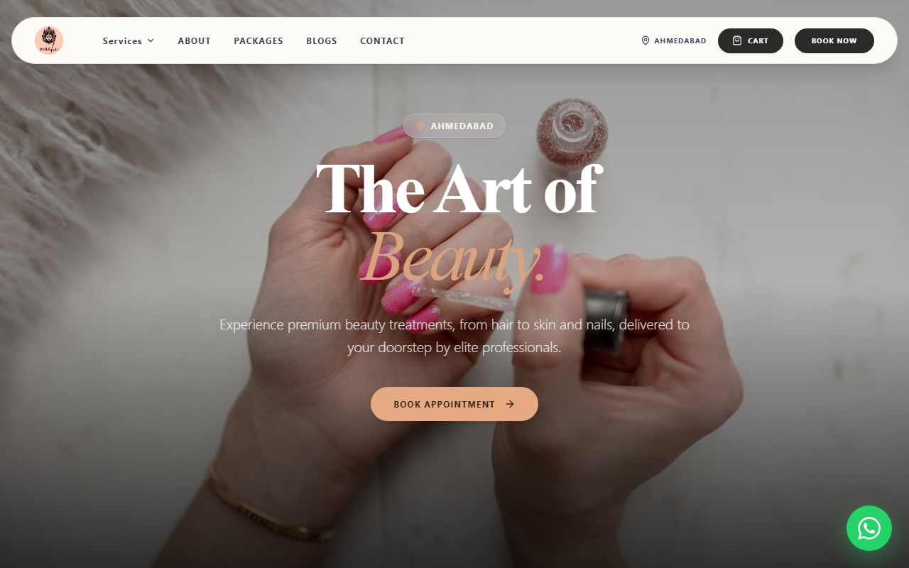 Mahi Parlour website homepage preview